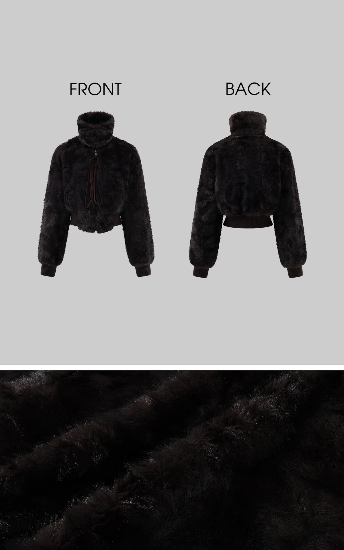 WARDEN EDGE High-Collar Cropped Faux Fur Bomber Jacket