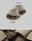 WARDEN EDGE Layered Pleated Mini Skirt with Plaid Contrast Panels