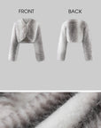 ROVENTE Plush Striped Cropped Bolero Jacket with Curved Front & Long Sleeves