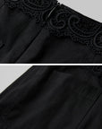 DOINDULGE Wide-Leg Wrap Pants with Knot Button and Beaded Tassel Detail