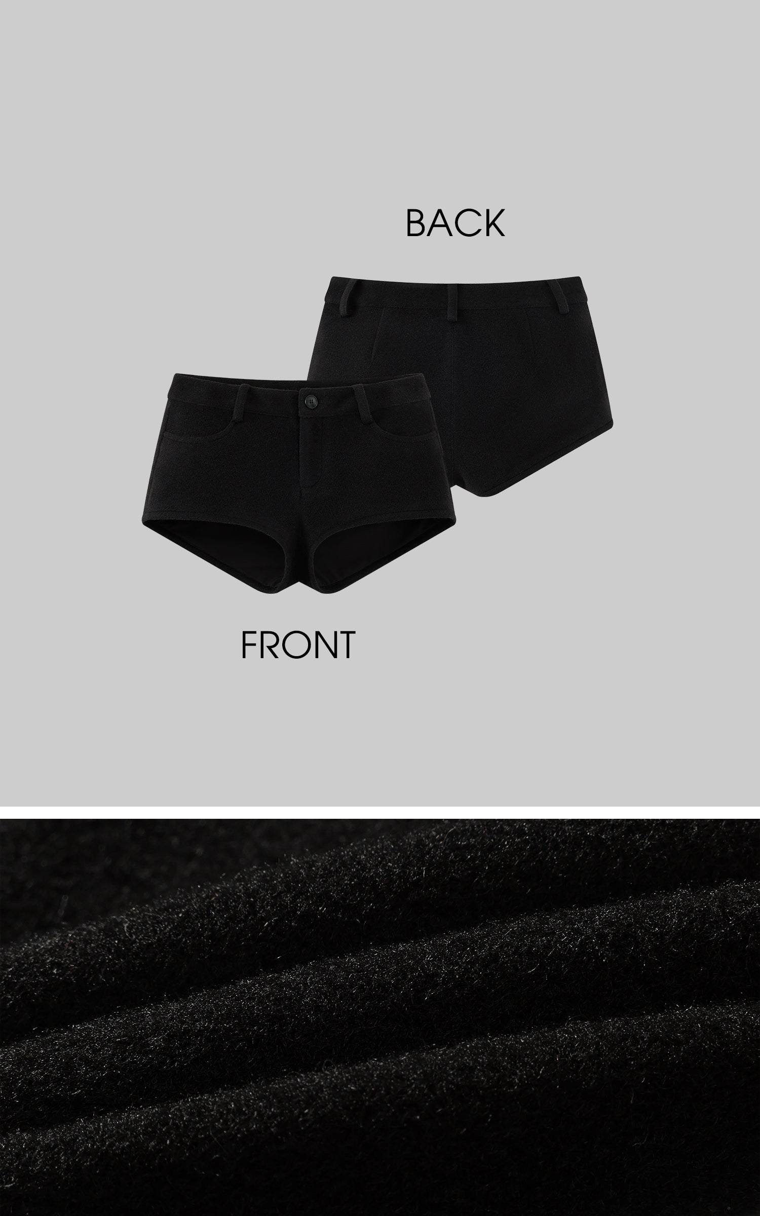 WARDEN EDGE ウールのようなローウエストミニショーツ