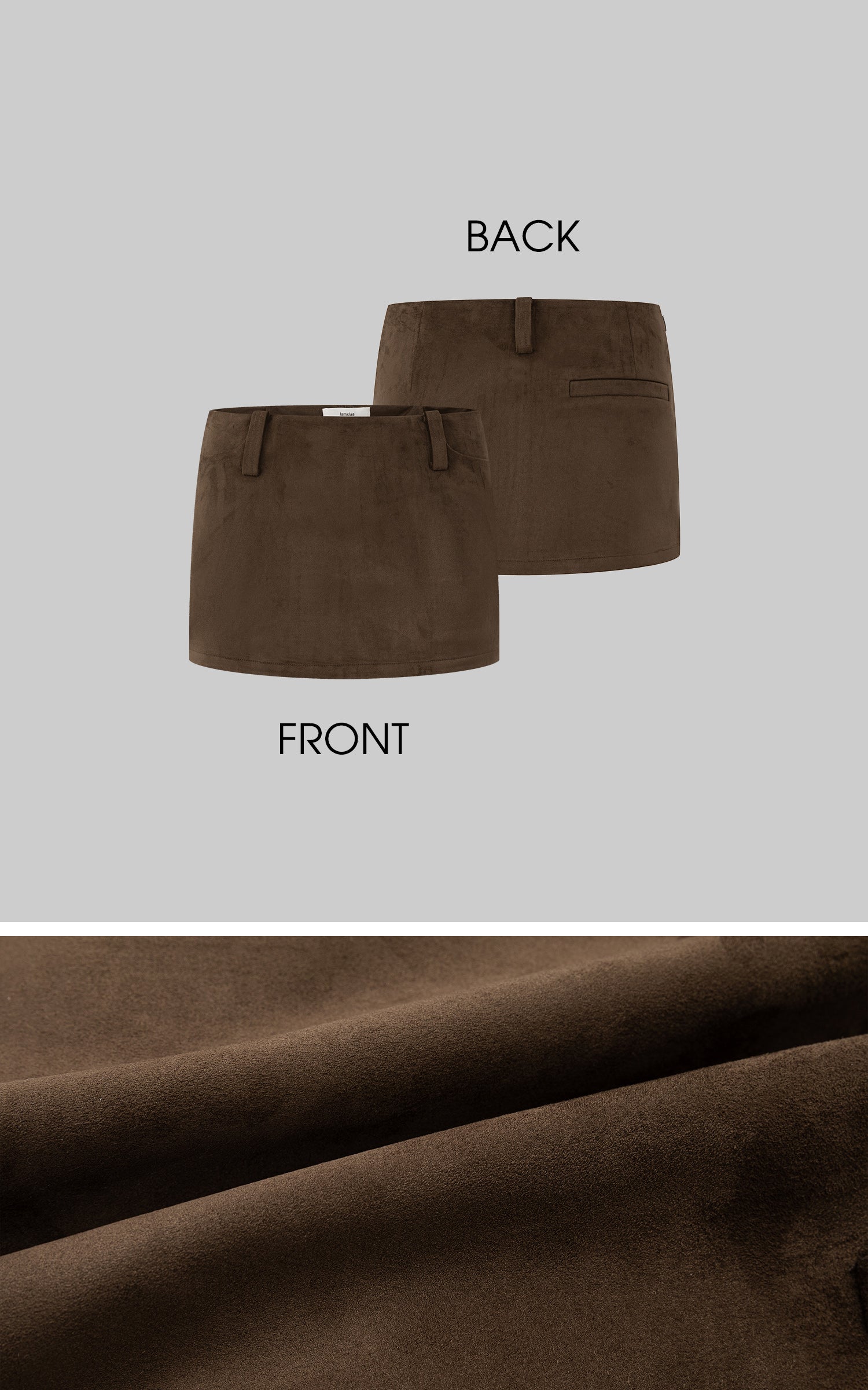 IAMXIAA Faux Suede Mini Bodycon Skirt