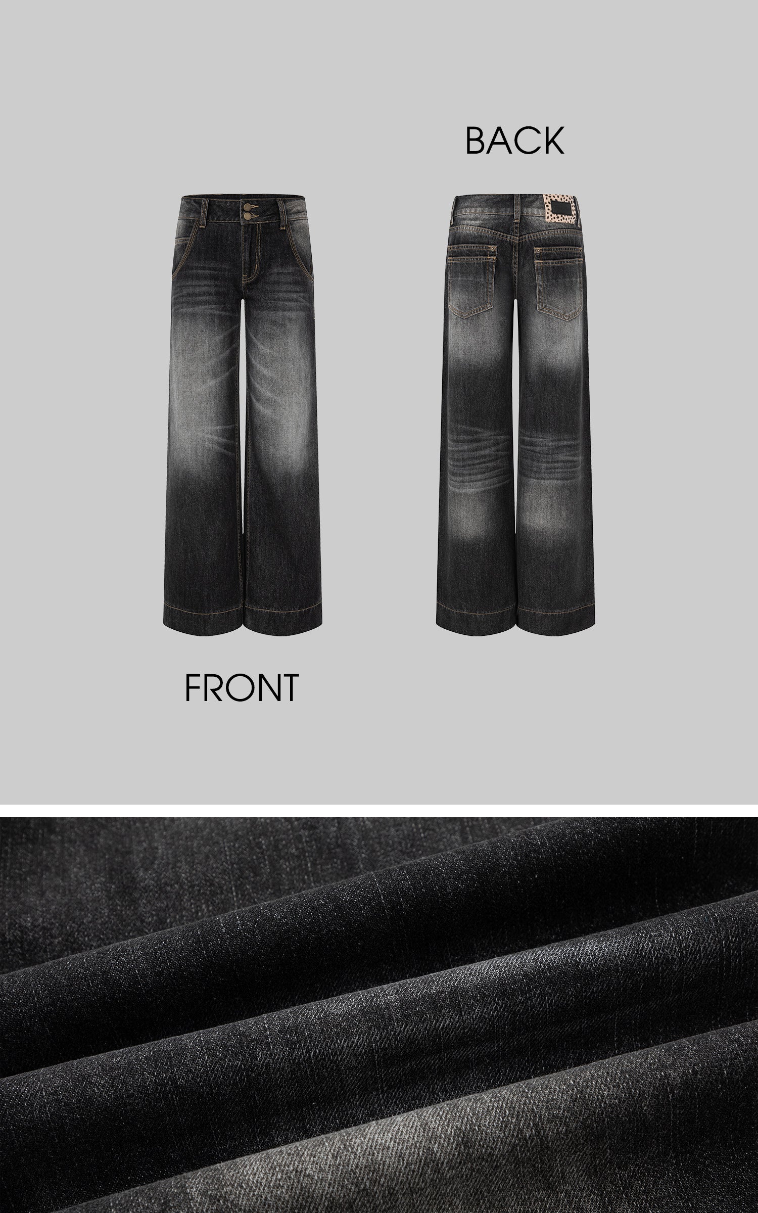 IAMXIAA ヴィンテージウォッシュのワイドレッグジーンズ ダブルボタンウエスト付き