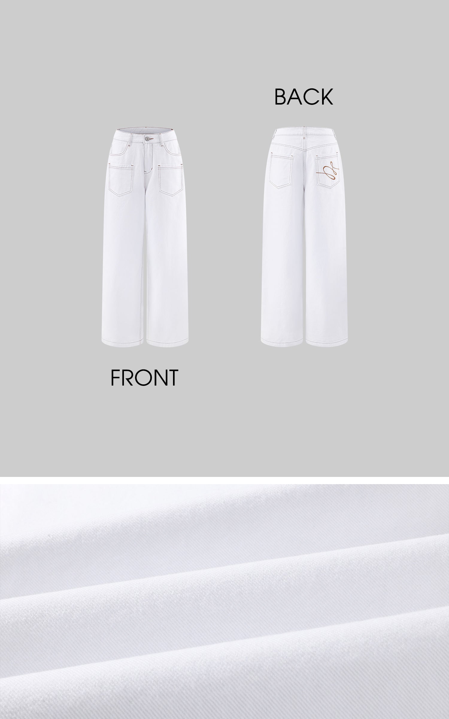 0122stepll Contrast Stitch Wide Leg Denim Pants