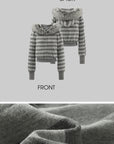 Rase le sol Striped Faux Raccoon Fur Hooded Cropped Sweatshirt