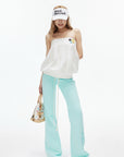 IAMXIAA Mint Script Logo Low-Rise Flared Pants