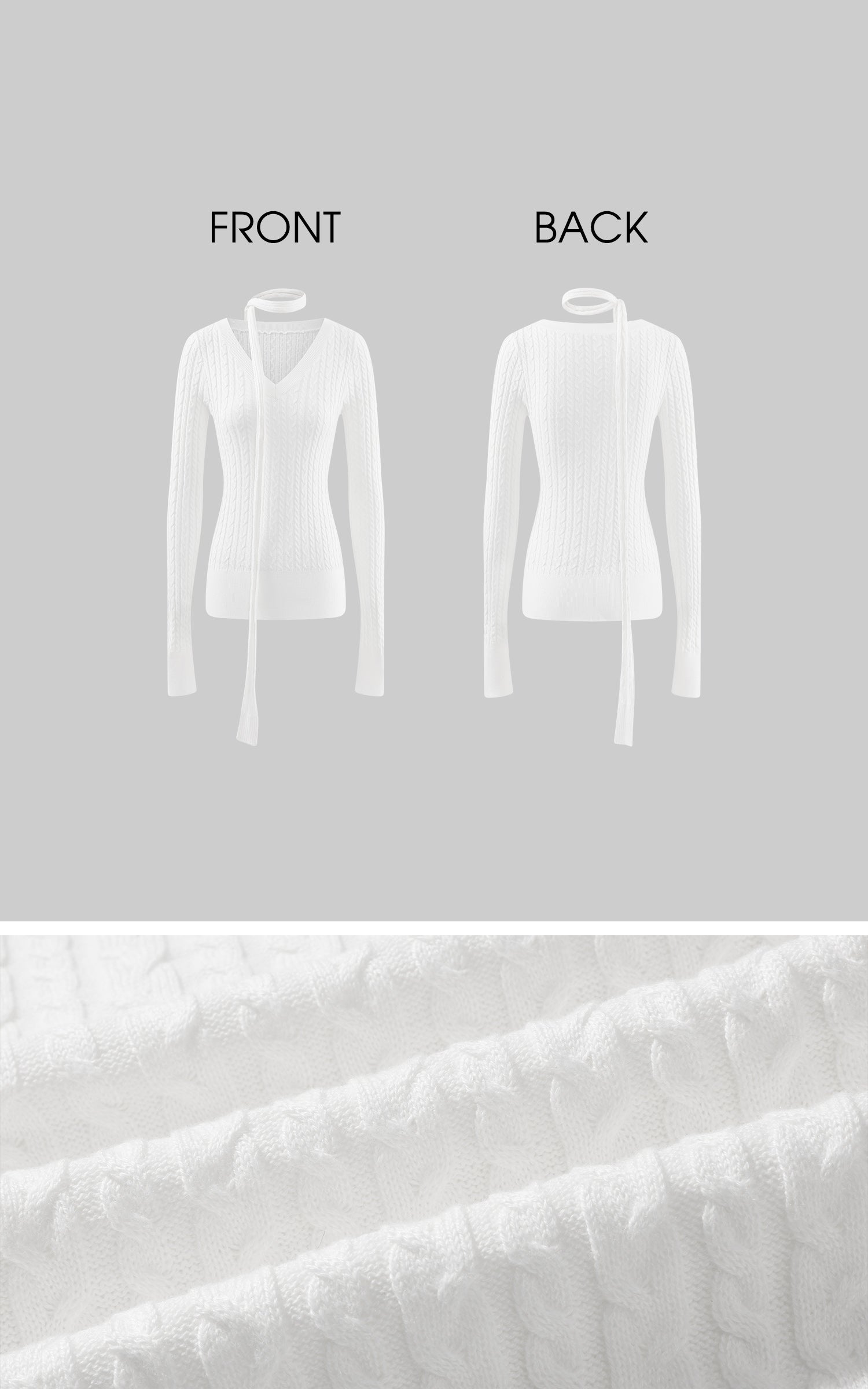 WARDEN EDGE 비대칭 스카프 디테일 케이블 니트 스웨터