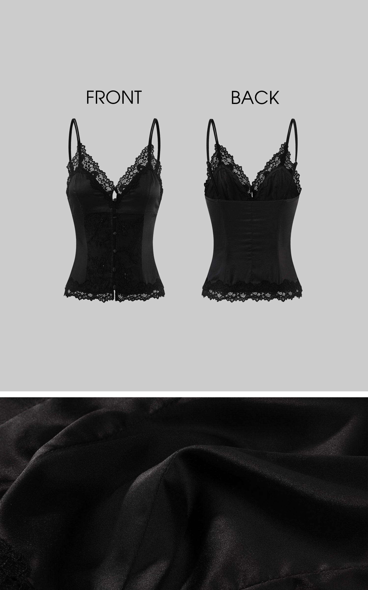 Hydrae Satin Lace Corset Camisole Top with Button Front