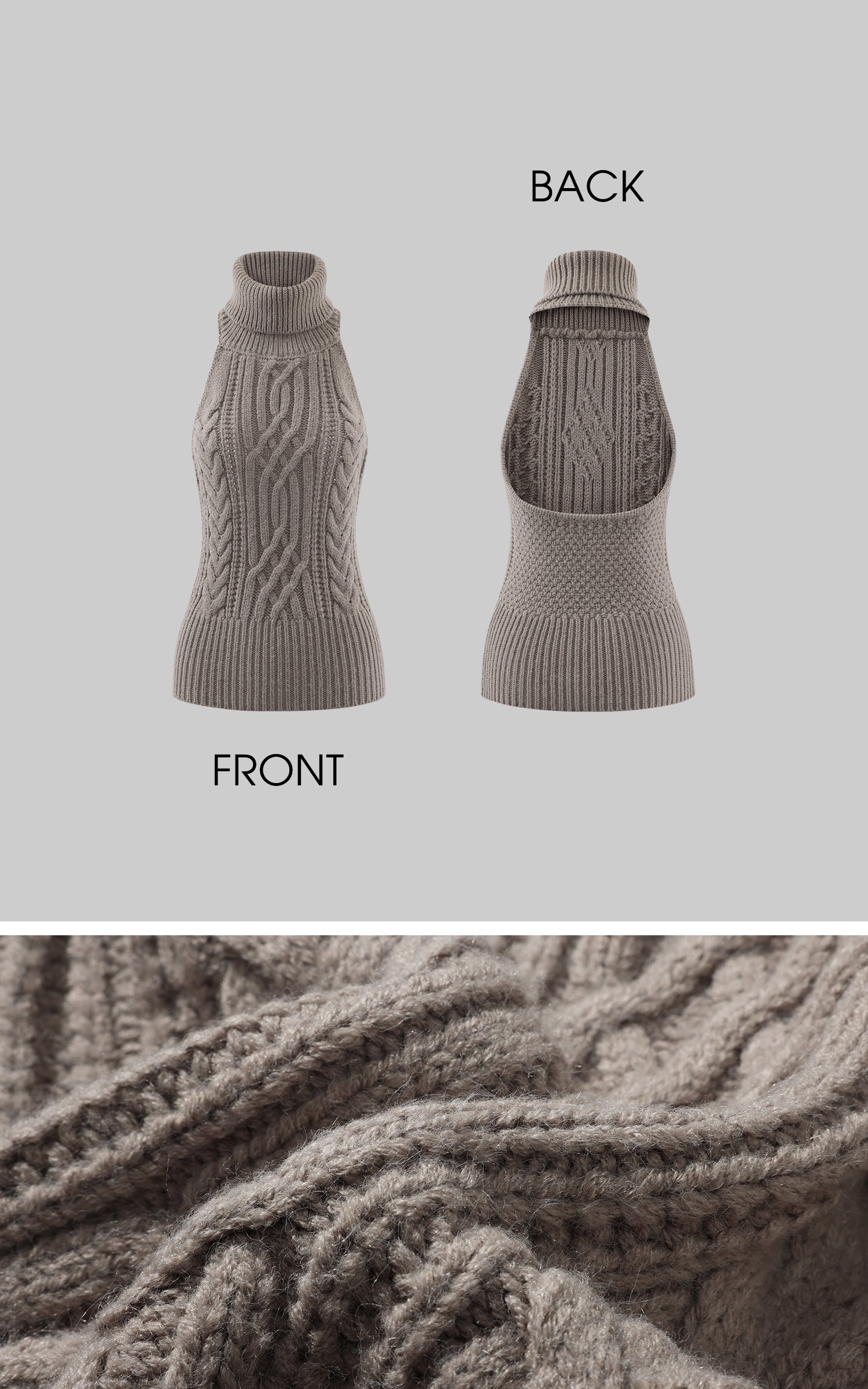 ROVENTE 케이블 니트 가디건, 베스트, 쇼츠 3피스 세트