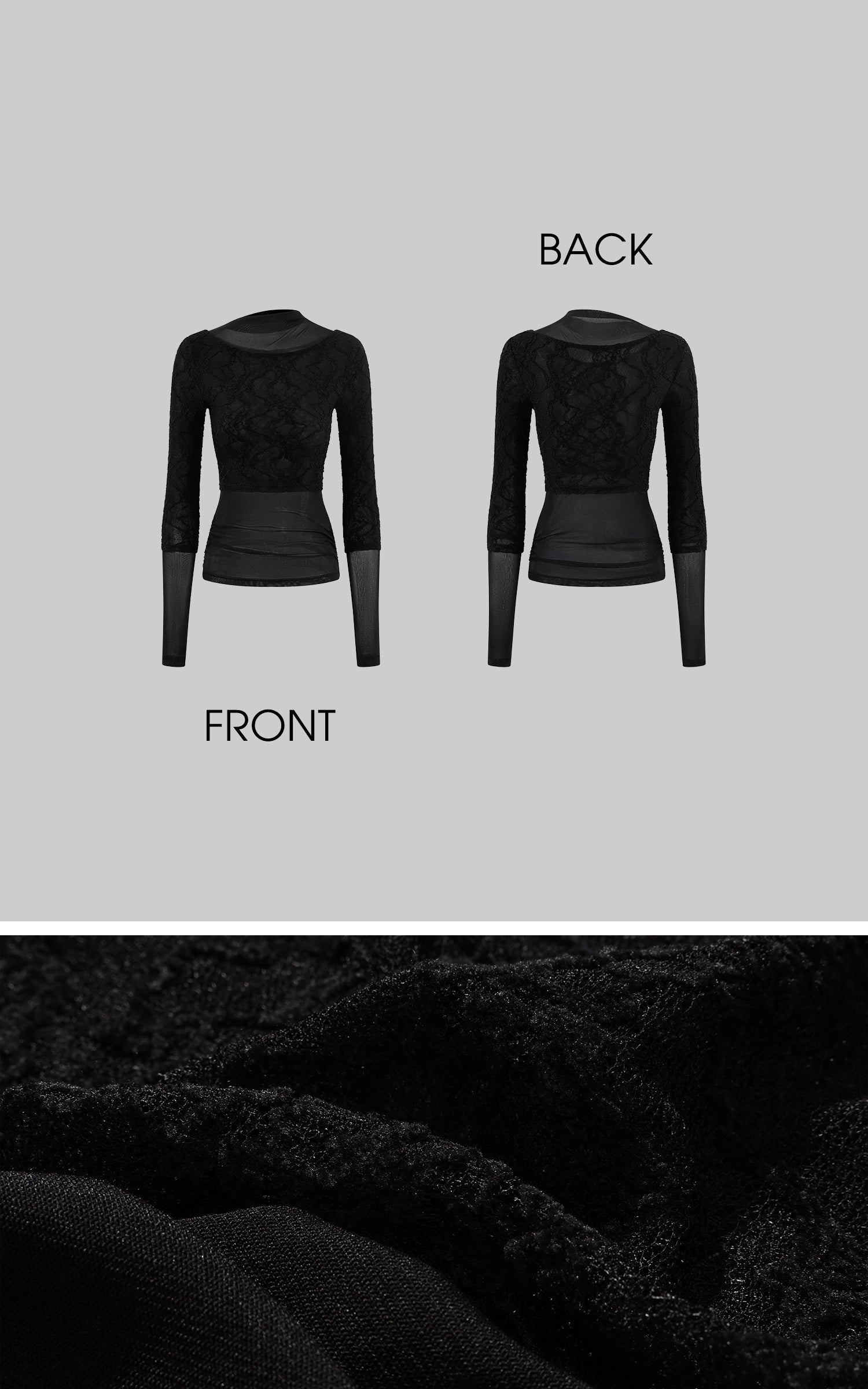 Low pixel Haut ajusté à manches longues avec empiècements en maille texturée