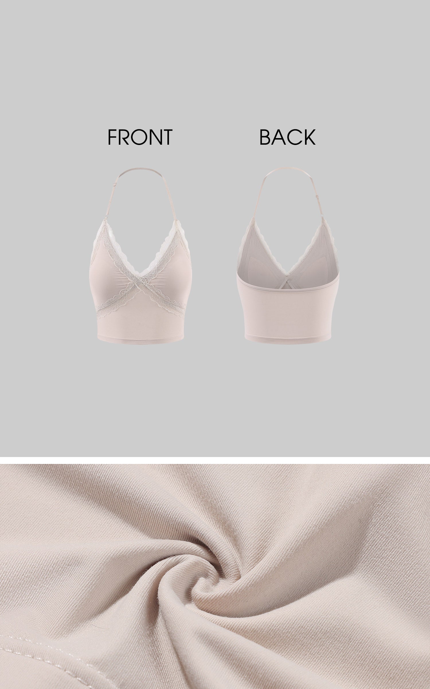 Hydrae Ensemble trois pièces nude avec dentelle et fronces pour détente