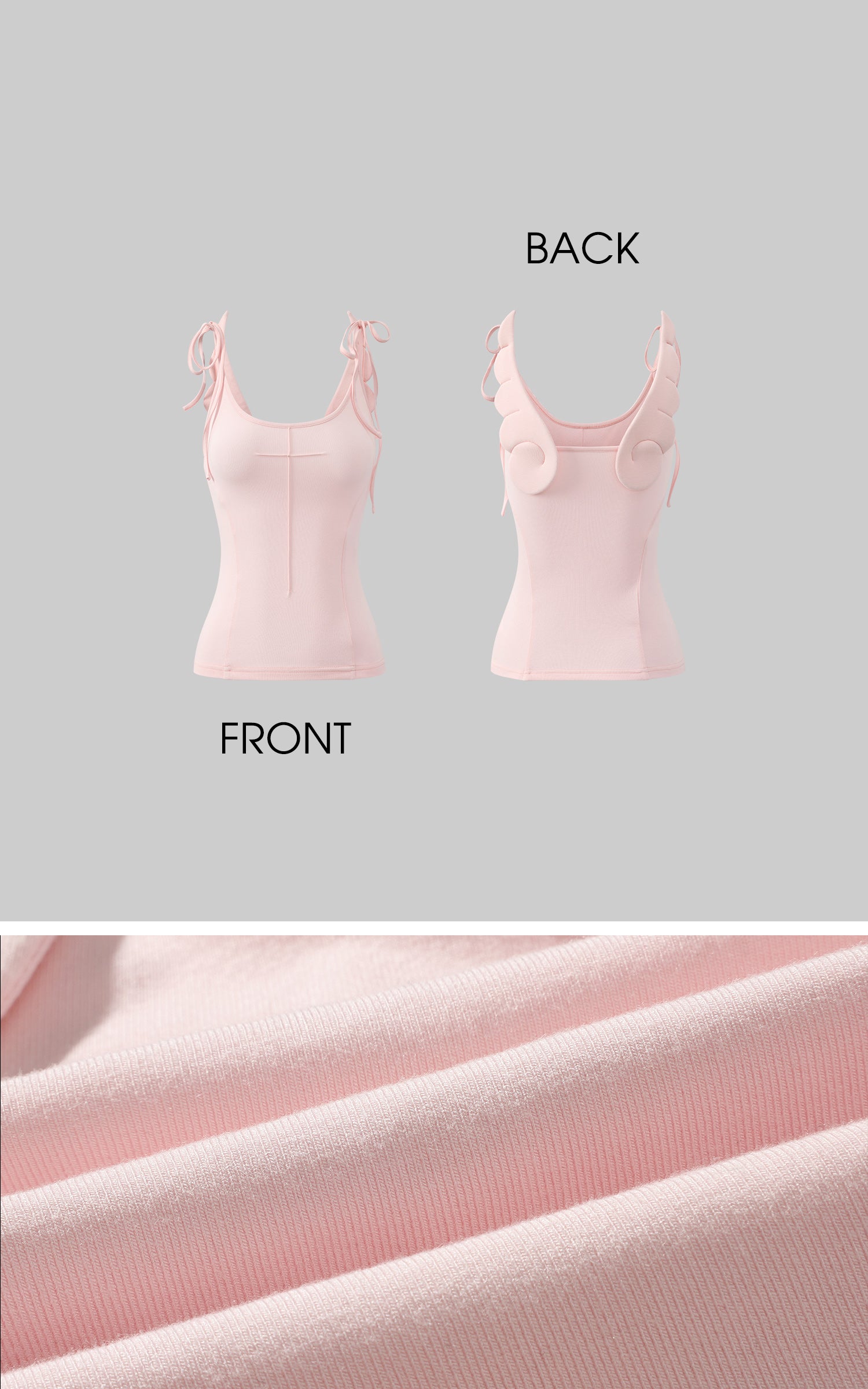 Rase le sol Cross-Stitched Winged Strap Bow Tank Top - PINKPARKS