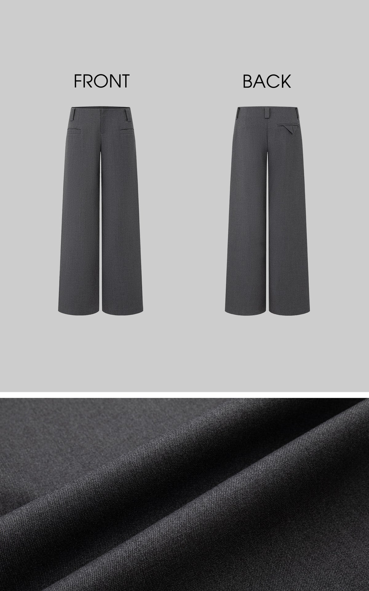 IAMXIAA Low-Rise Tailored Extra Wide-Leg Pants with Minimal Welt Pocket Details