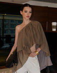 0122stepll Asymmetric Draped One-Shoulder Top