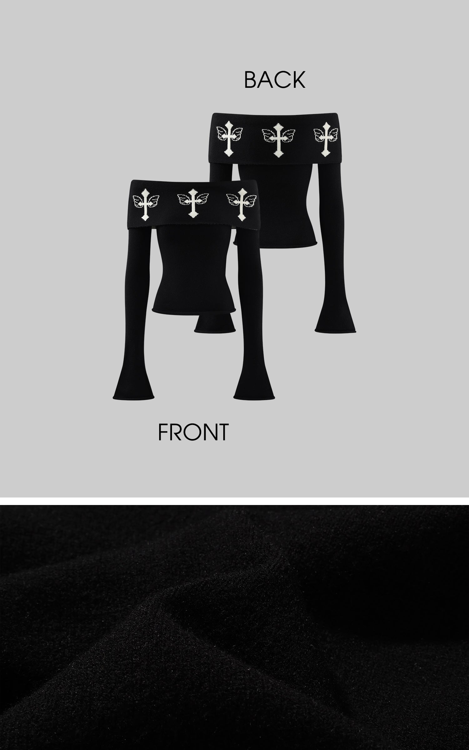 Rase le sol Black Knit Set with Cross Butterfly Motif