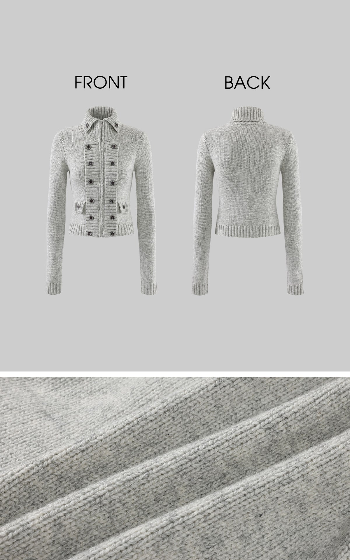 Hydrae Double-Breasted Knit Zip-Up Jacket
