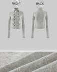 Hydrae Double-Breasted Knit Zip-Up Jacket