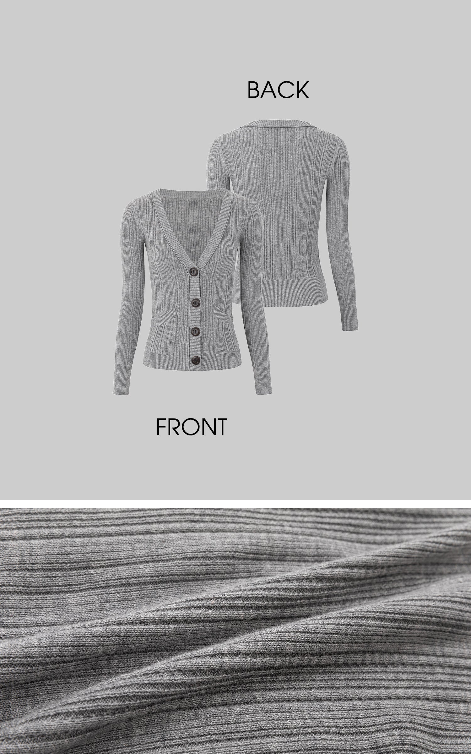 Cardigan en maille ajusté à côtes, col en V profond