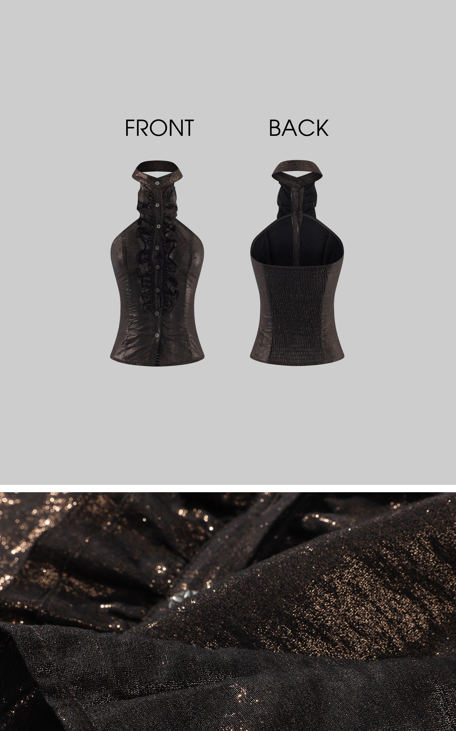 Hydrae Shimmer Ruffle Halter Corset Top