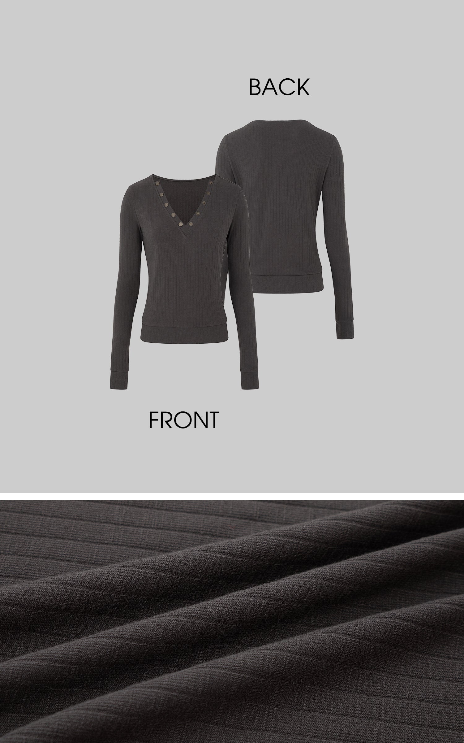 IAMXIAA V-Neck Long Sleeve Top with Button Detail