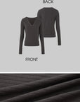 IAMXIAA V-Neck Long Sleeve Top with Button Detail