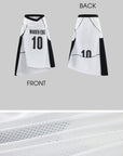 WARDEN EDGE Mesh Panel Asymmetric Basketball Midi Skirt with Number Graphic Detail