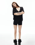 IAMXIAA T-shirt décontracté à col en V ample
