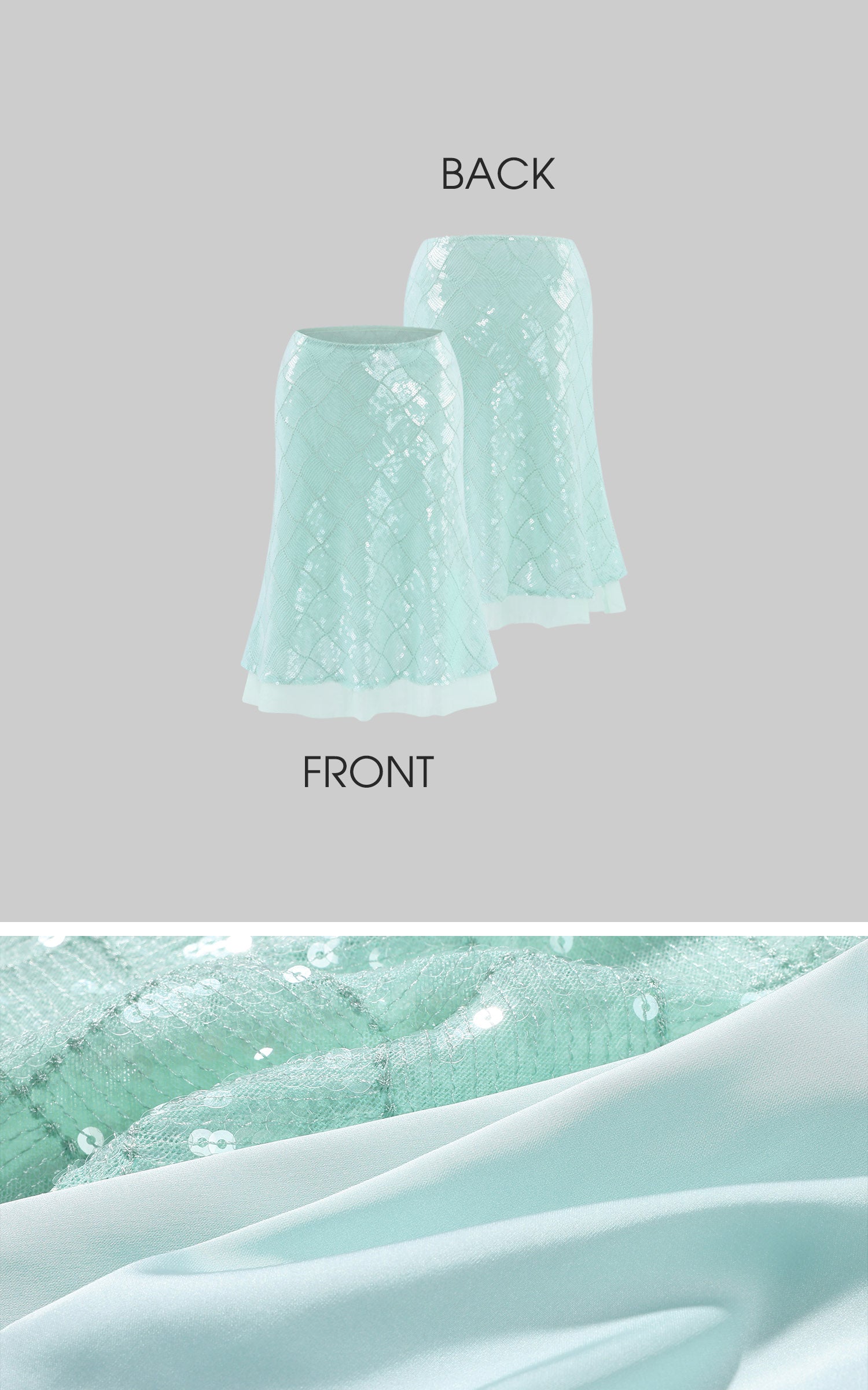 ROVENTE Jupe midi en tulle transparent à sequins menthe