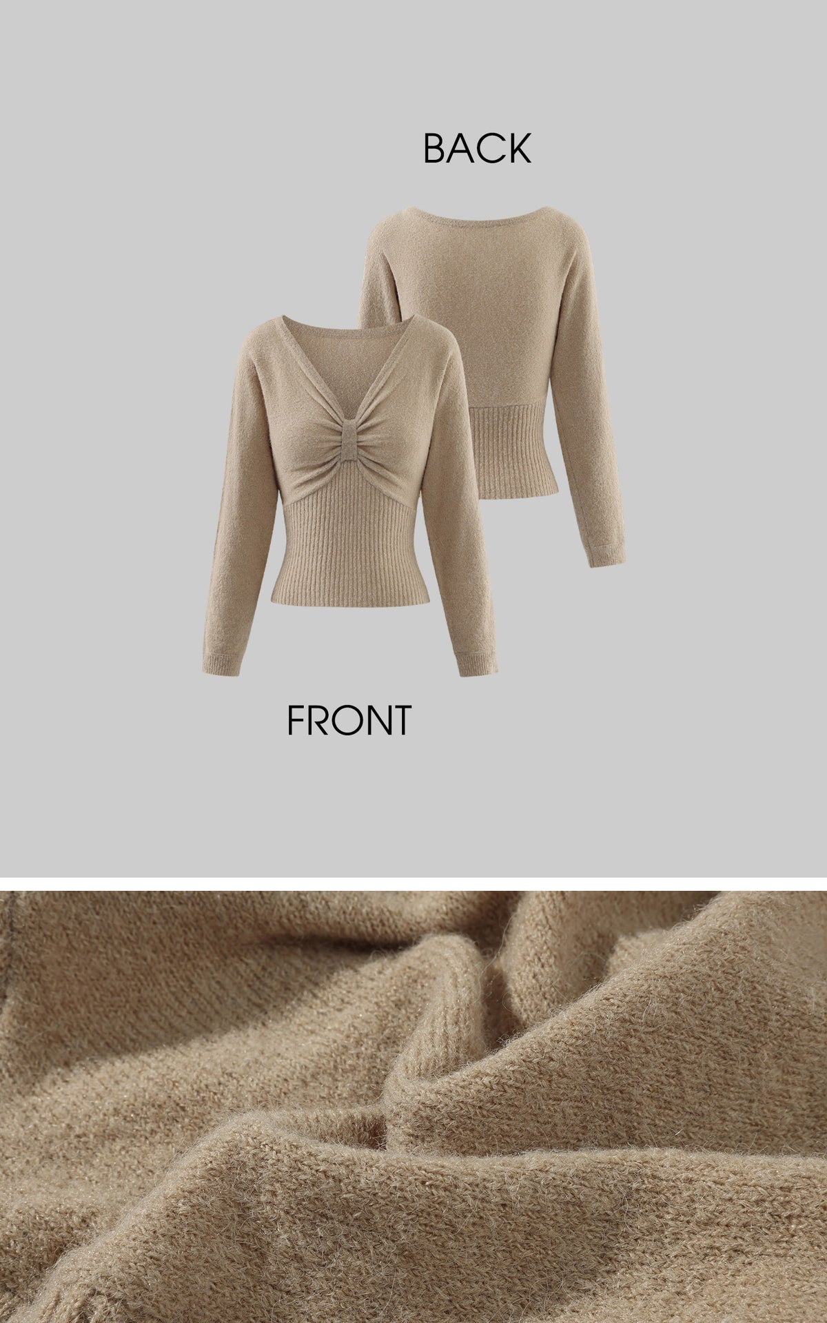 Hydrae Twist-Front Deep V-Neck Knit Top