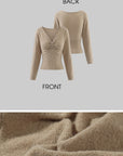 Hydrae Twist-Front Deep V-Neck Knit Top