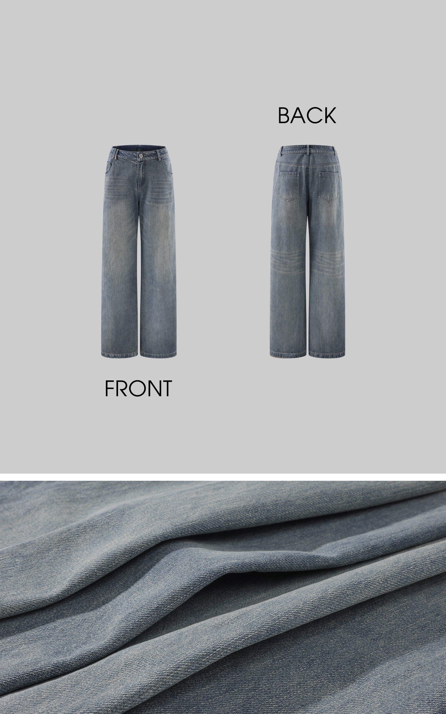 Rase le sol Veste en jean délavée &amp; Ensemble pantalon large