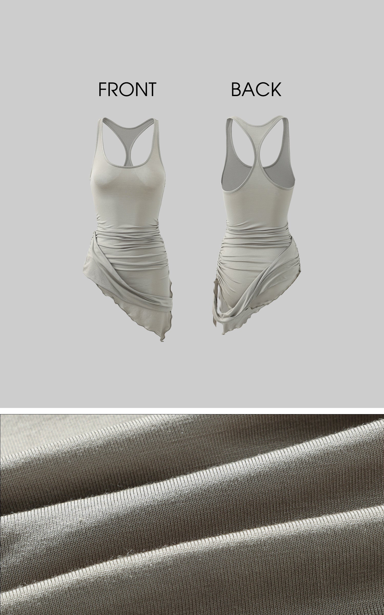 Rase le sol Asymmetric Ruched Tank Top - PINKPARKS