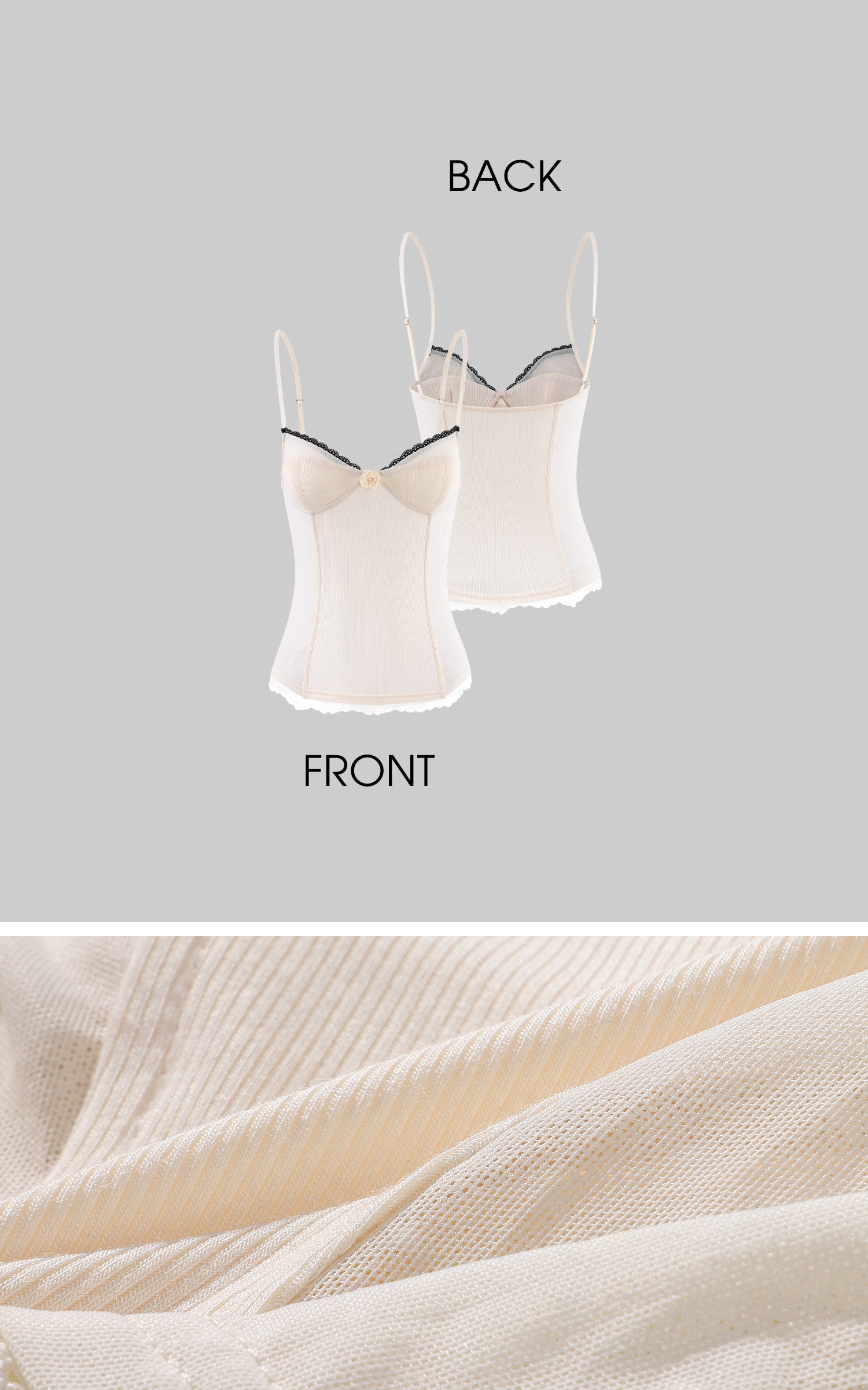 Rase le sol Lace Trim Rose Camisole &amp; Tiered Mini Skirt Set
