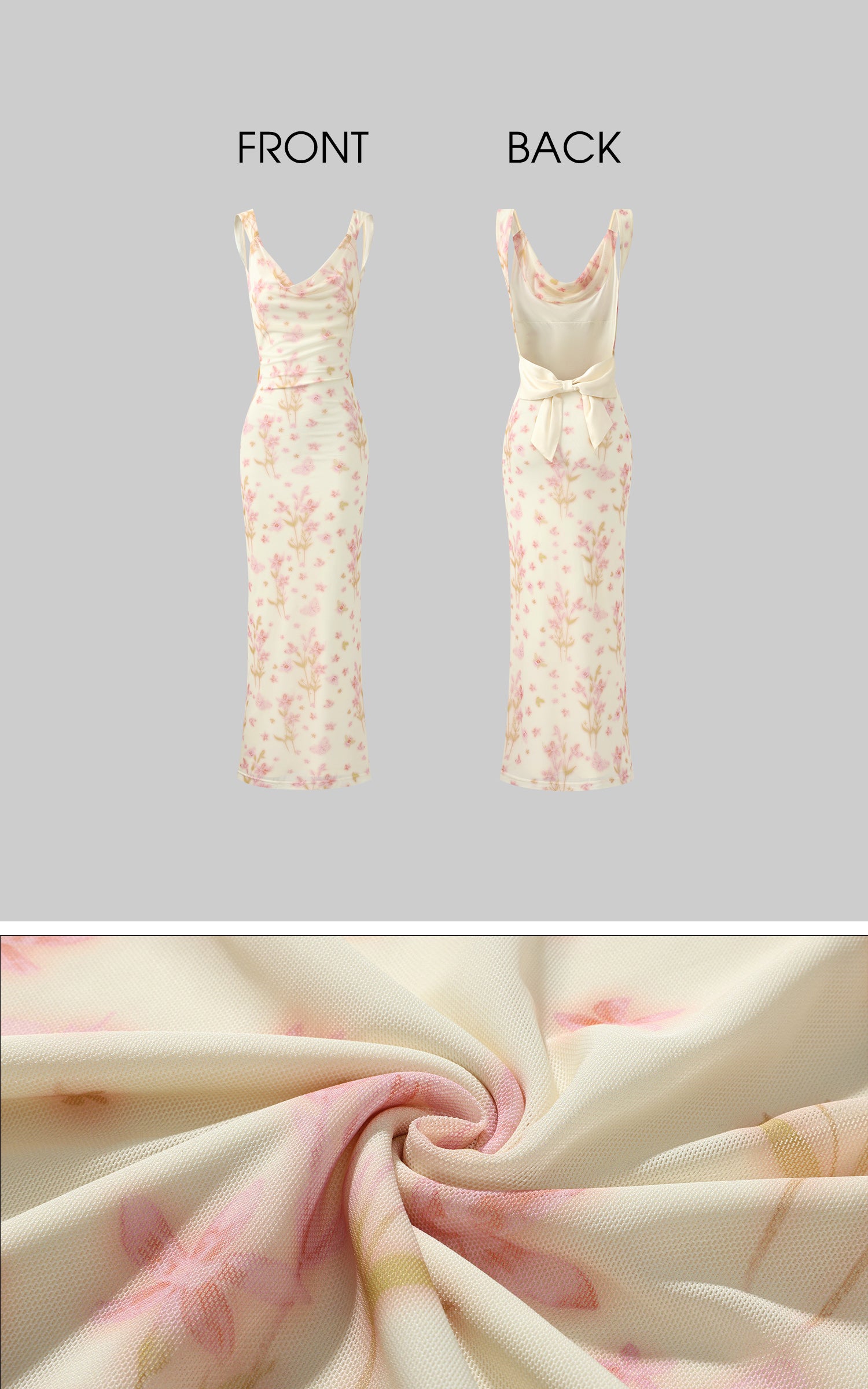 DreamyNerd Bloom Mesh Maxi Dress with Bow Back - PINKPARKS