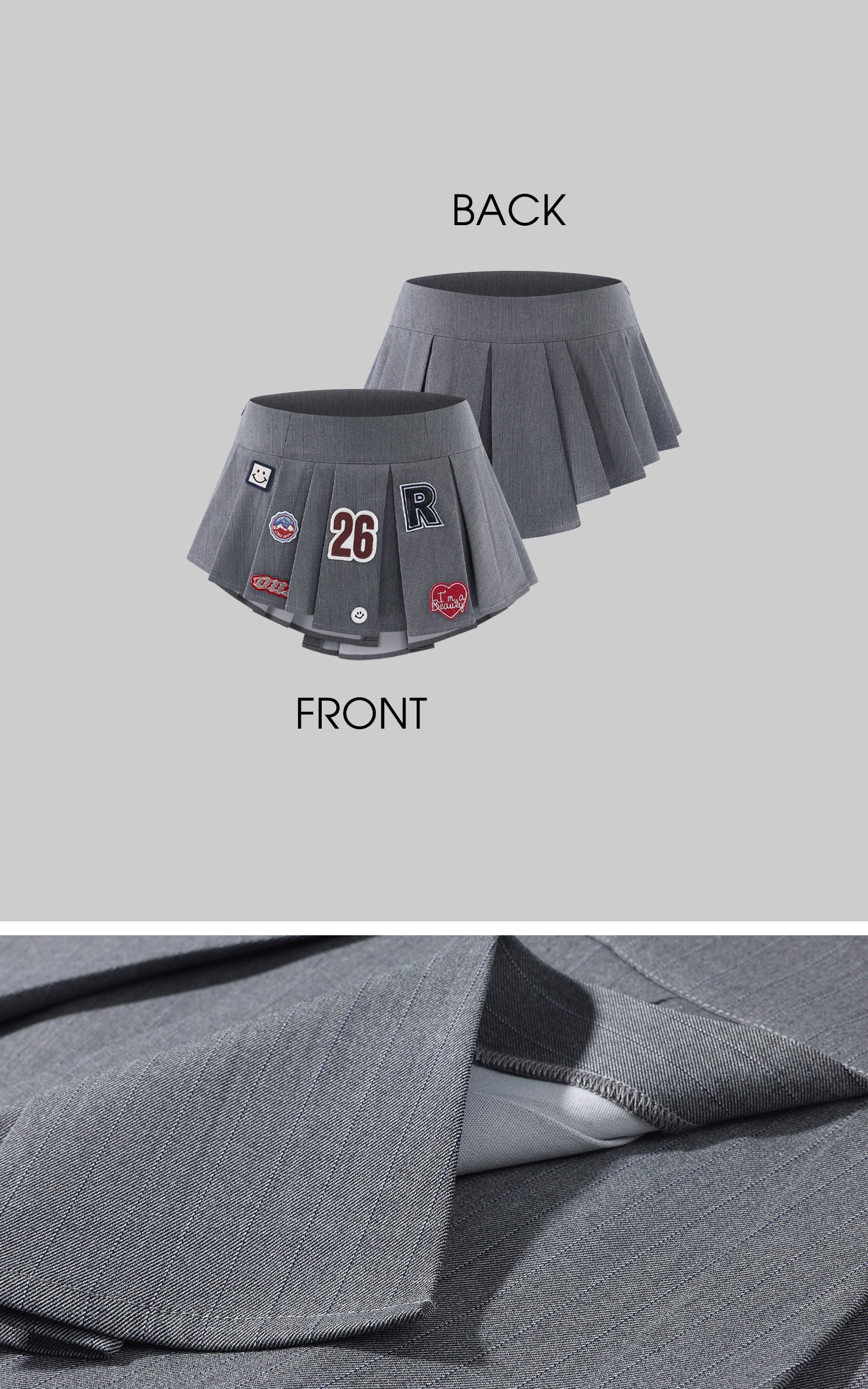 WARDEN EDGE Varsity Patch Pleated Micro Skirt