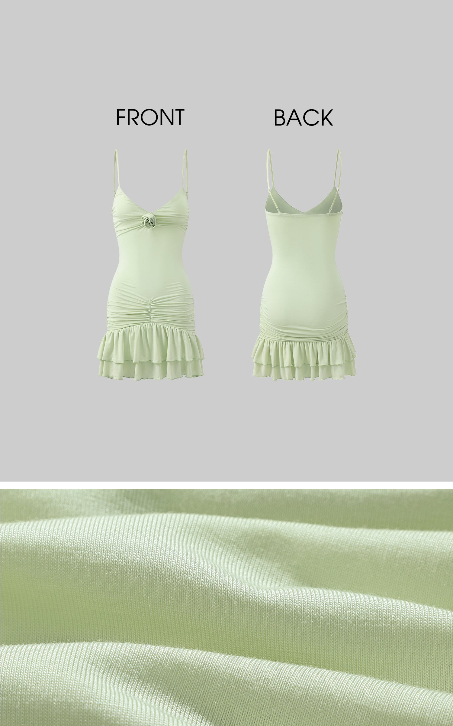 DreamyNerd Rosette Ruched Mini Dress with Ruffle Hem - PINKPARKS