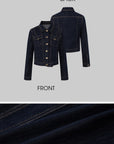 IAMXIAA Denim Jacket and Flared Jeans Set for Women Retro Dark Wash Two Piece Outfit