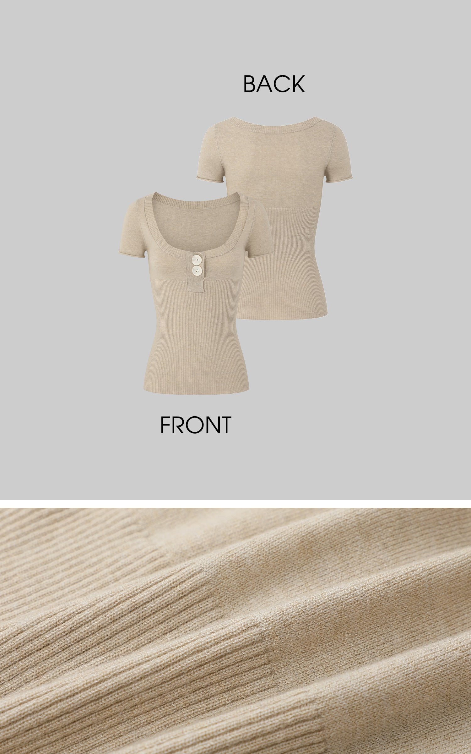 IAMXIAA Ensemble haut en maille et short avec boutons décoratifs