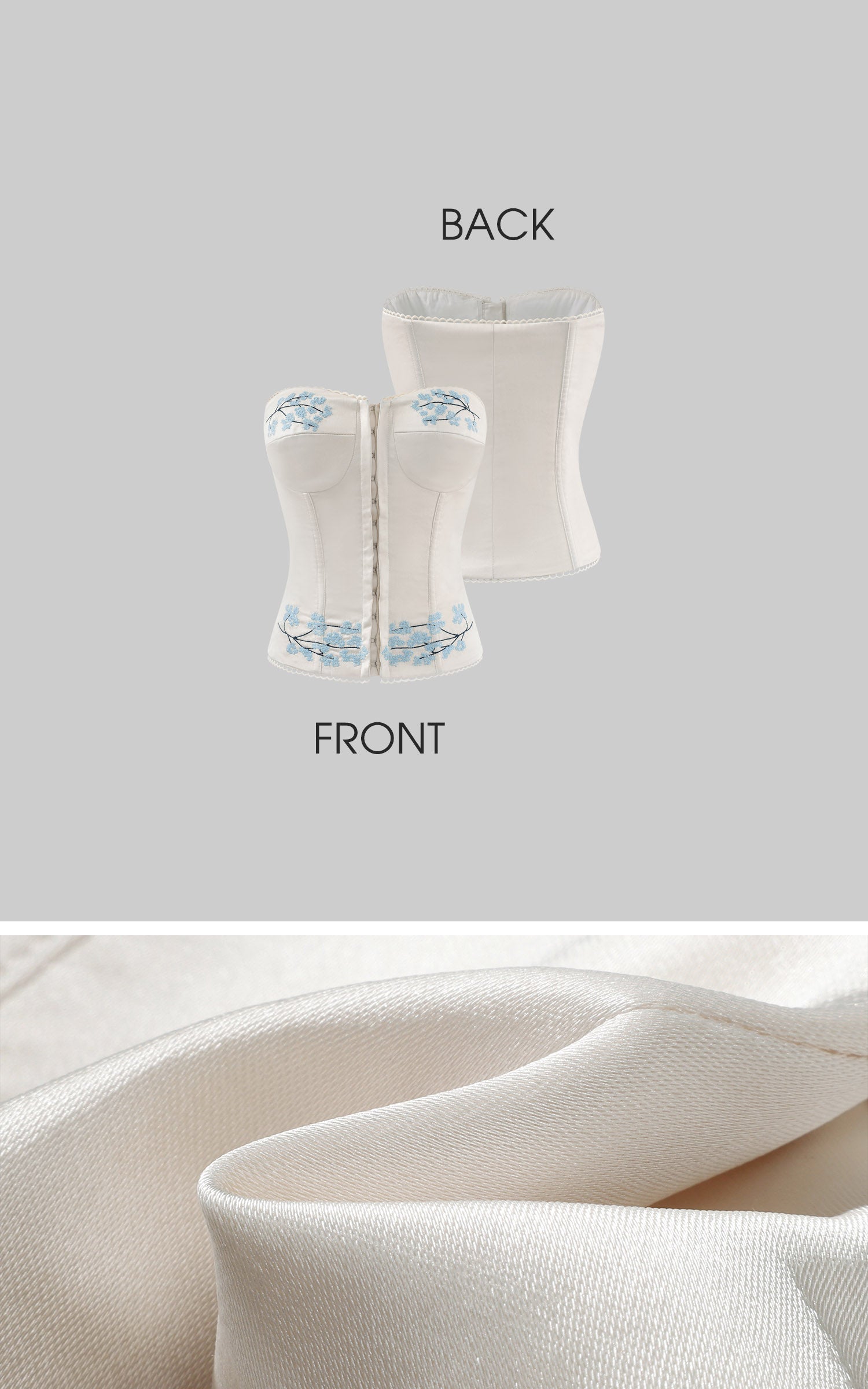 Hydrae Embroidered Satin Corset Top Strapless Slim Fit Bustier