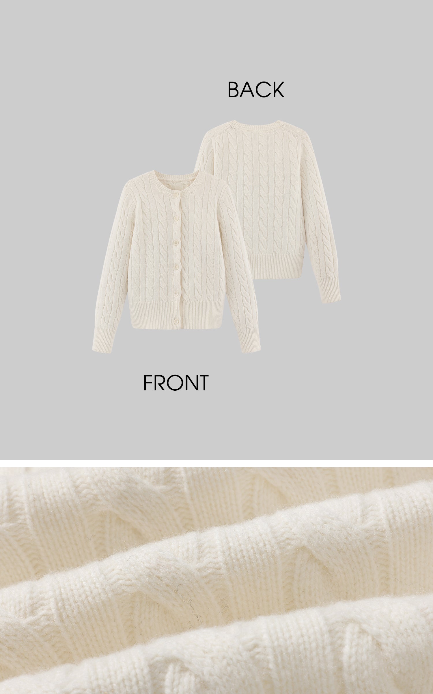 ROVENTE Cable Knit Button Cardigan