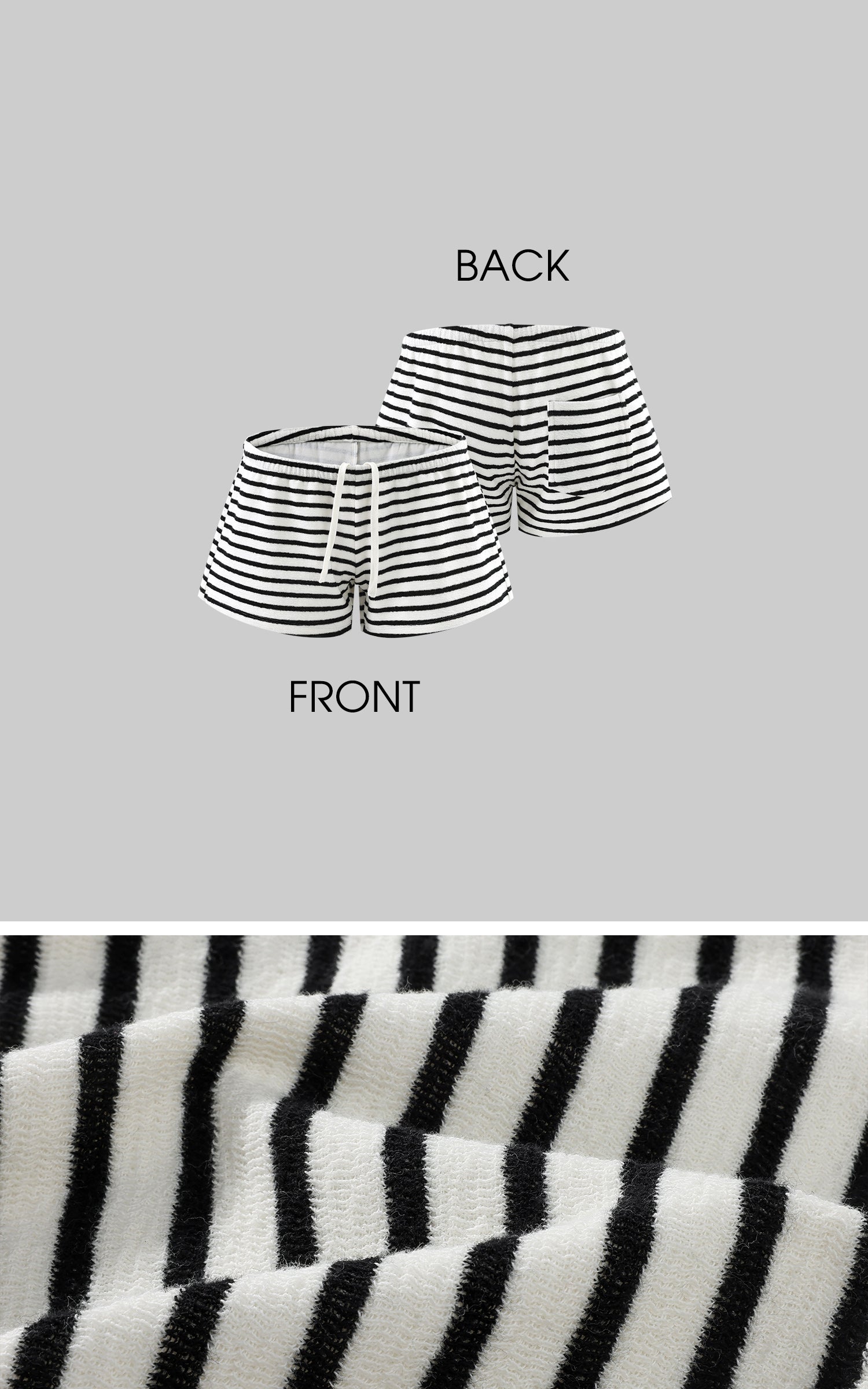 ROVENTE Striped Terry Zip Hoodie &amp; Shorts Set