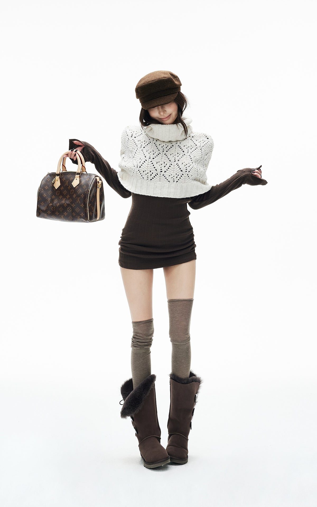 IAMXIAA Openwork Knit Turtleneck Capelet