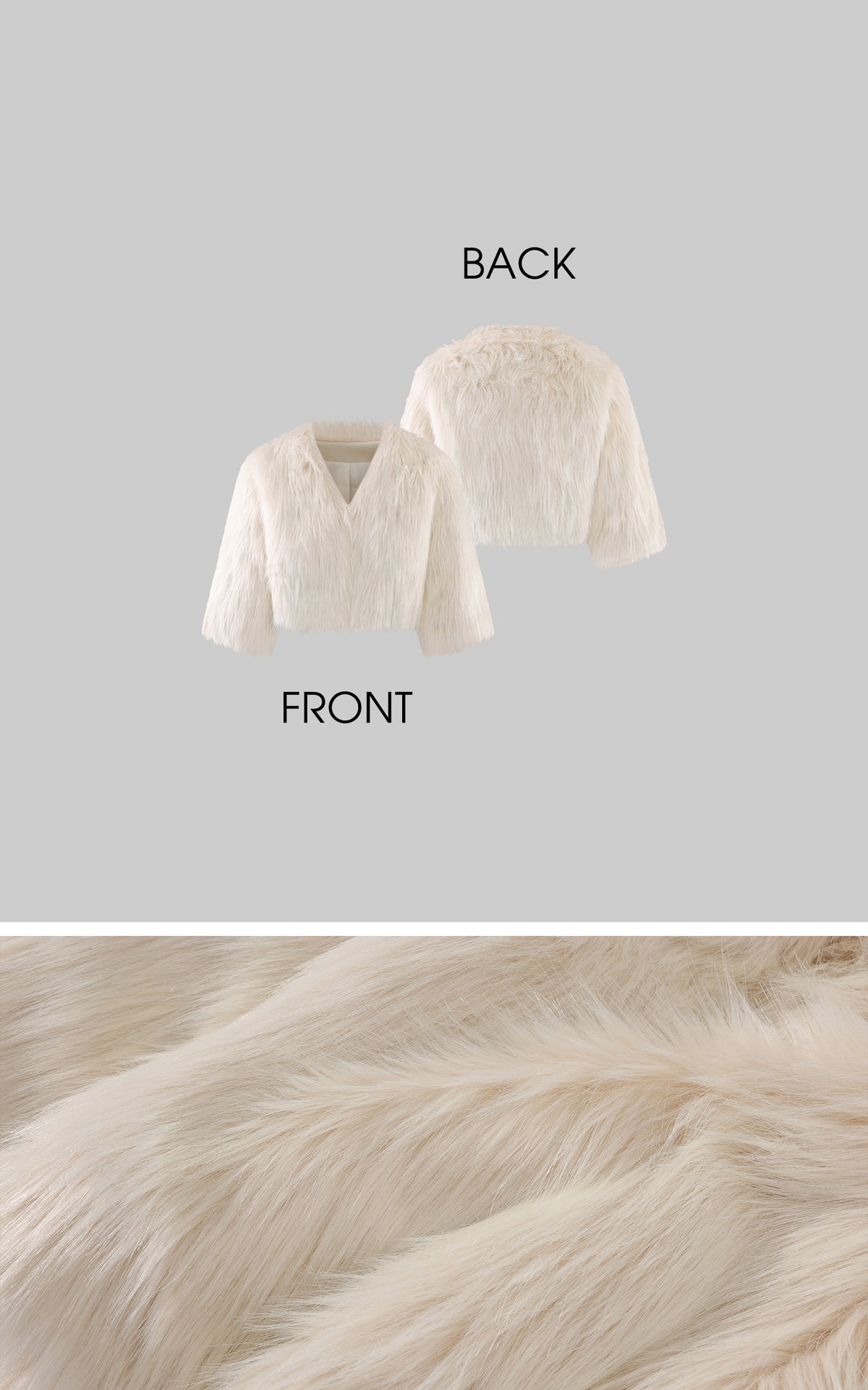 ROVENTE Cropped V-Neck Shaggy Fur Jacket