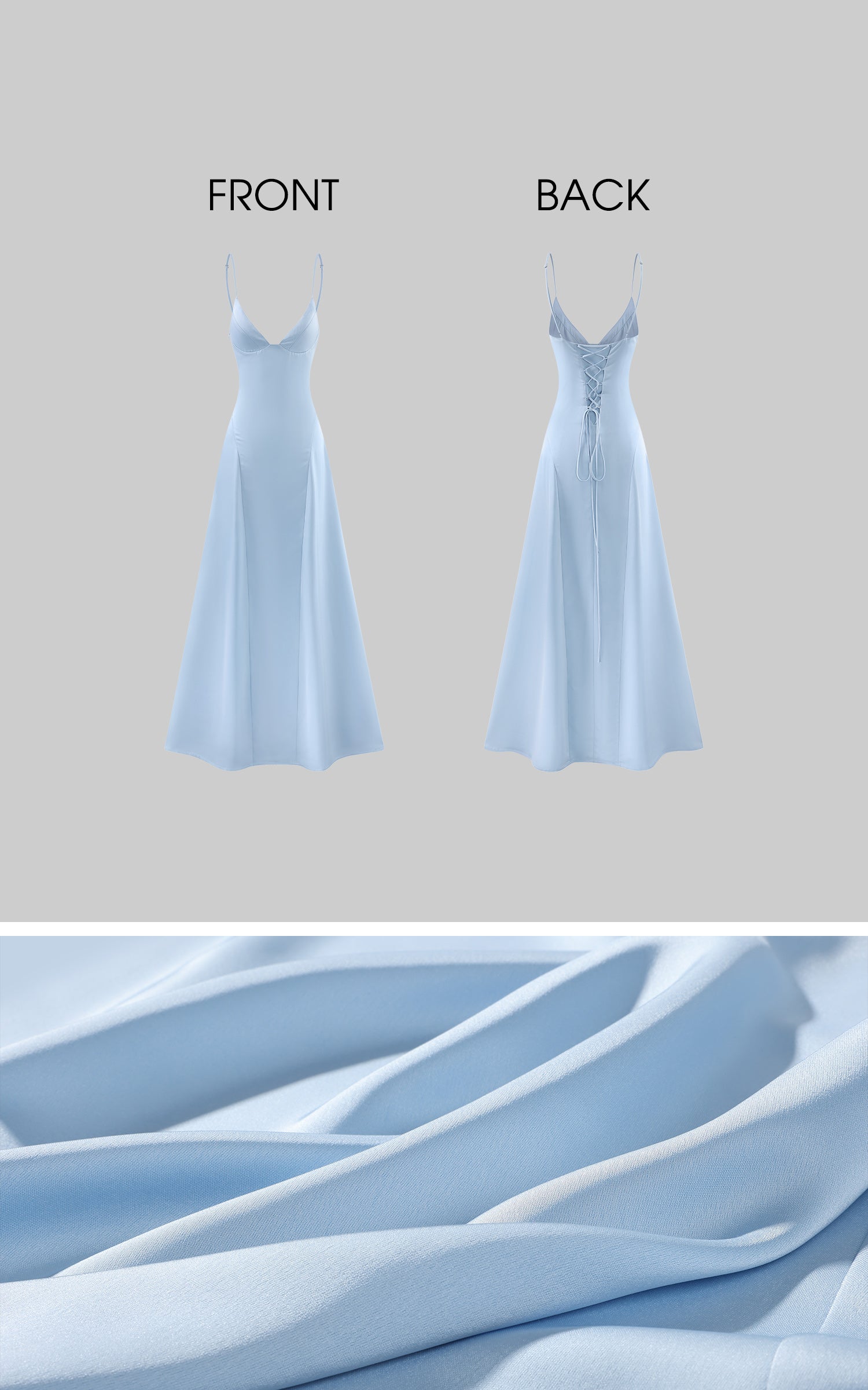 ROVENTE Lace-Up Satin Maxi Dress