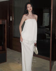 0122stepll Pleated Tube Top & Long Skirt Set