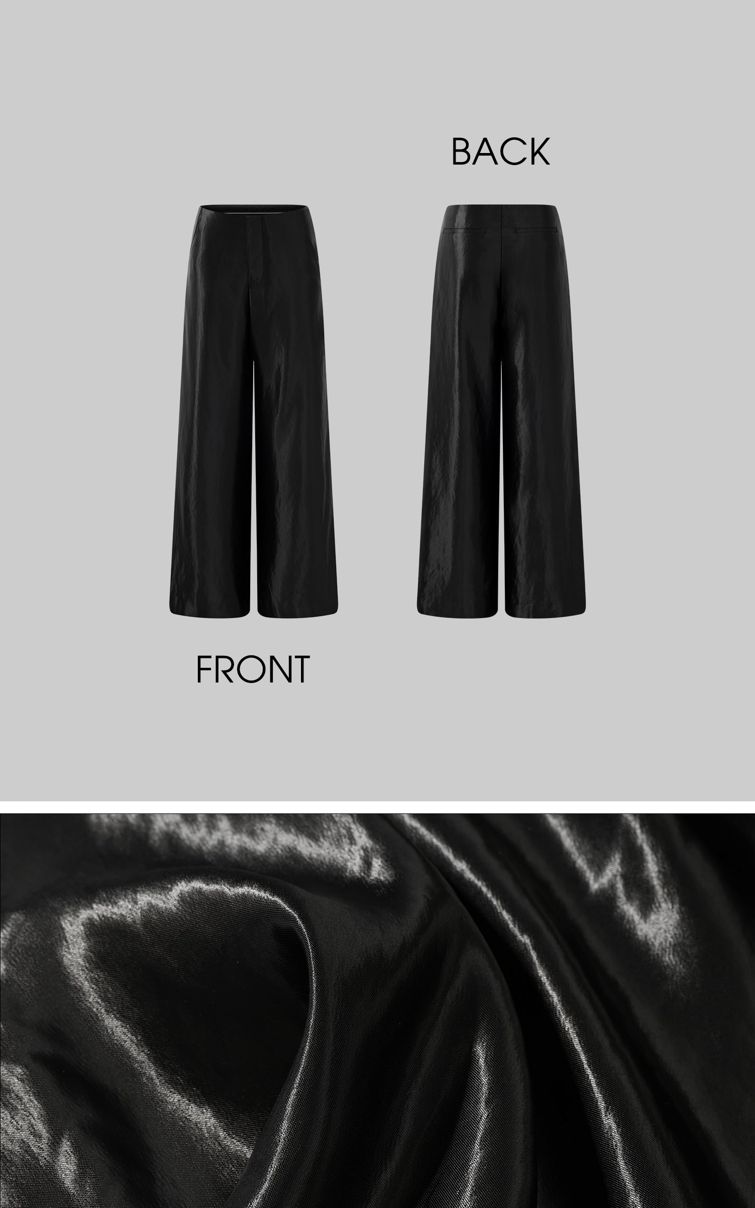ROVENTE Glossed Satin Wide-Leg Pants with Tailored Silhouette - PINKPARKS