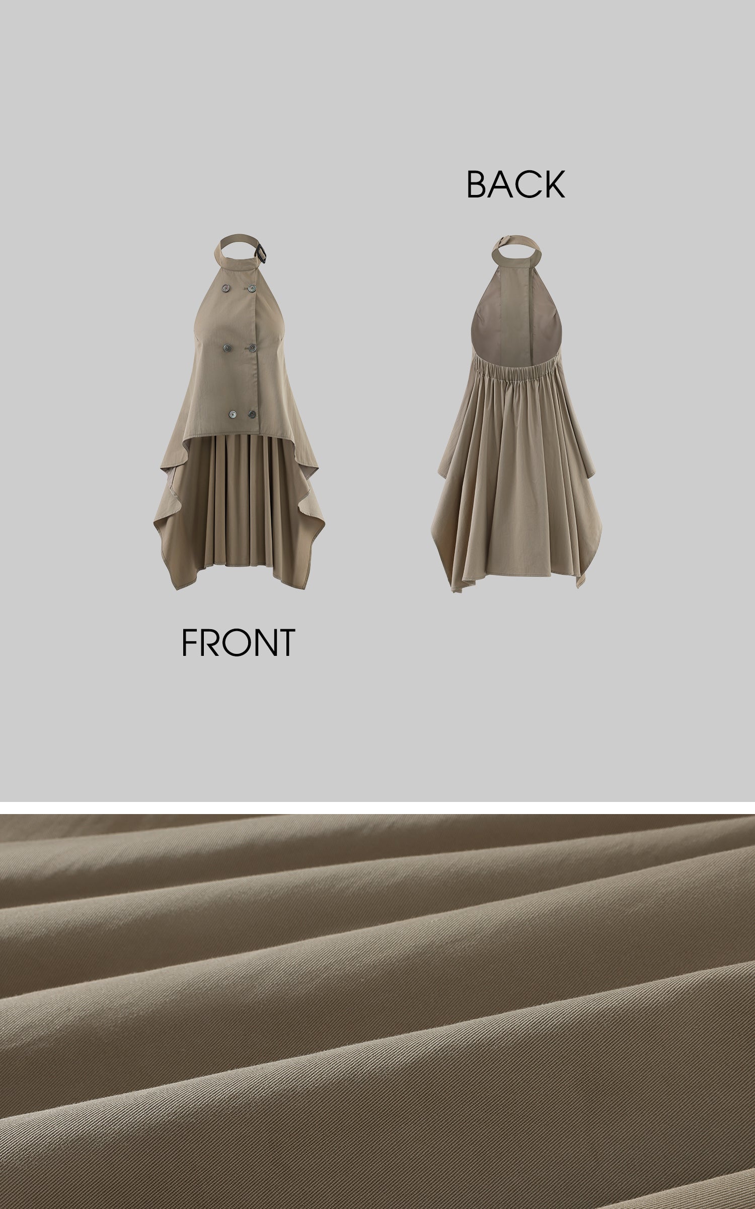 0122stepll Double-Breasted Halter Asymmetric Top
