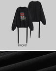 WARDEN EDGE Oversized Graphic Sweatshirt with Vintage Campbell Print and Strap Hem Detail