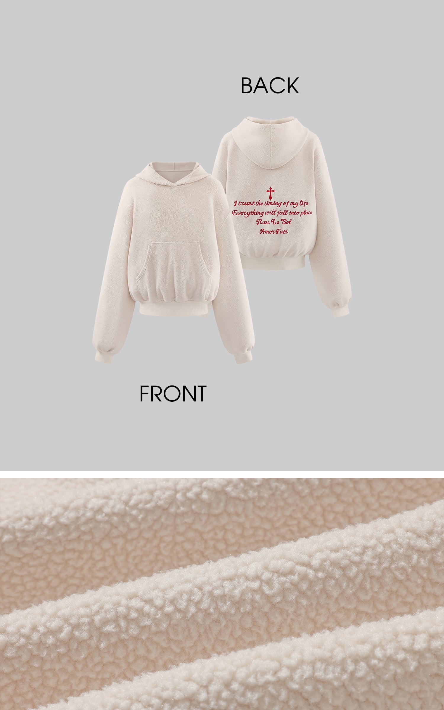 Rase Le Sol Teddy Fleece Embroidered Hoodie and Relaxed Pants Set