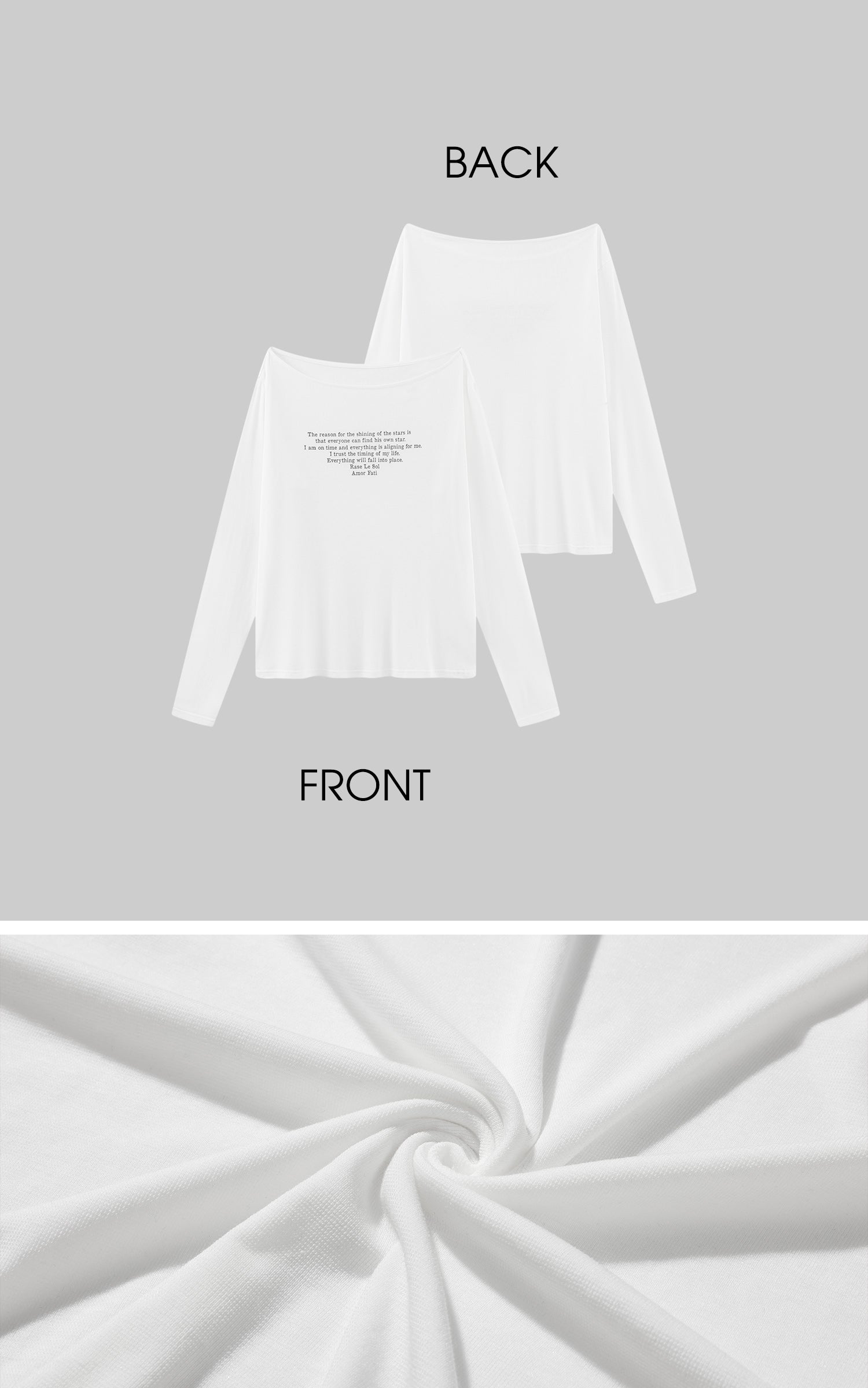 Rase le sol Semi-Sheer Long Sleeve Tee with Quote Print + Minimal Triangle Bra Set